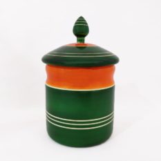 Channapatna Eco-friendly Medium Jar With Lid (Green and Orange) 1