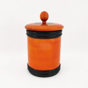 Channapatna Eco-friendly Medium Jar With Lid (Orange and Black) 1