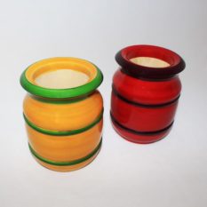 GiTAGGED Channapatna Eco-friendly Flower Vase Set of 2 - Red & Yellow 1