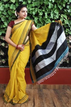 Ilkal Corn with Fren Shade Border Cotton-Silk Saree 1