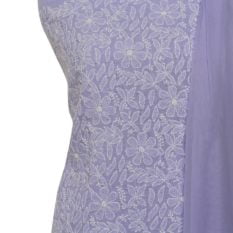 Lucknow Chikankari Hand Embroidered Light Purple Cotton Dress Material Set 1