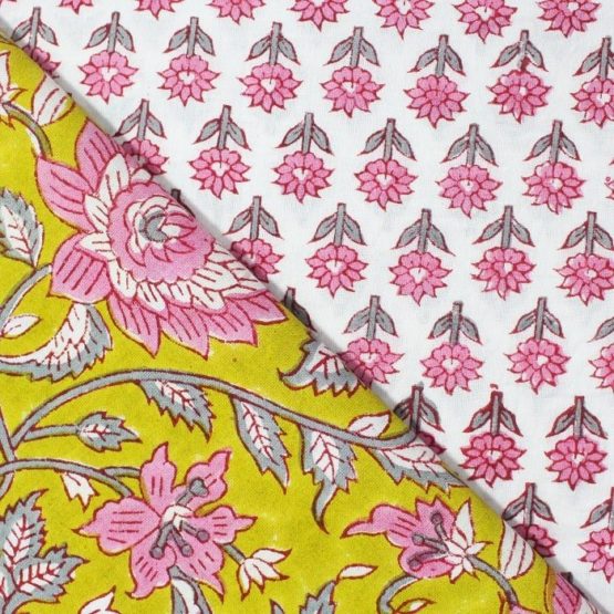Farrukhabad Hand Block Print Pure Cotton Dress Material Set 1C