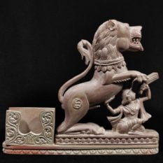 stone lion statue pen stand 1